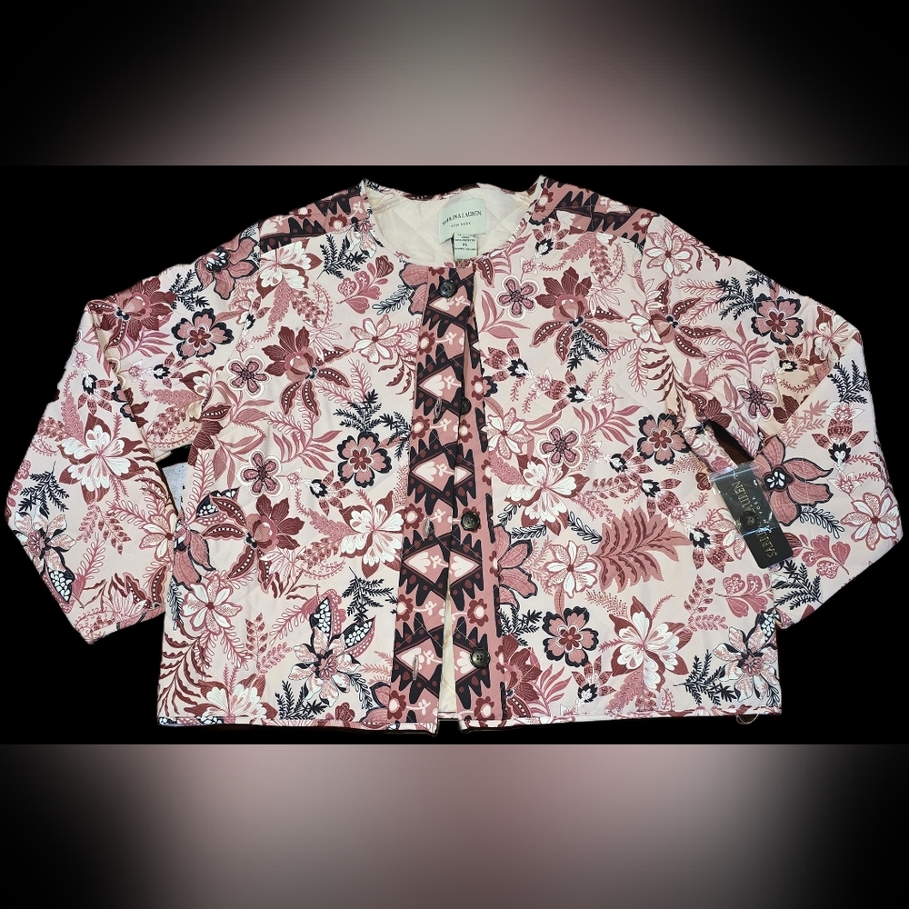 Sabrina Lauren Patchwork Quilted Glam Reversible Tapestry Jacket. Petite Large